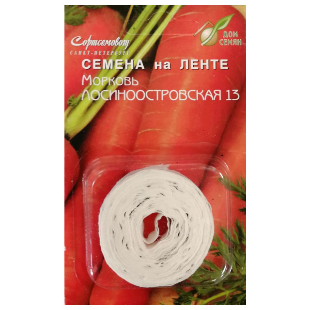 семена морковь Лосиноостровская-13 на ленте ДОМ СЕМЯН 7г